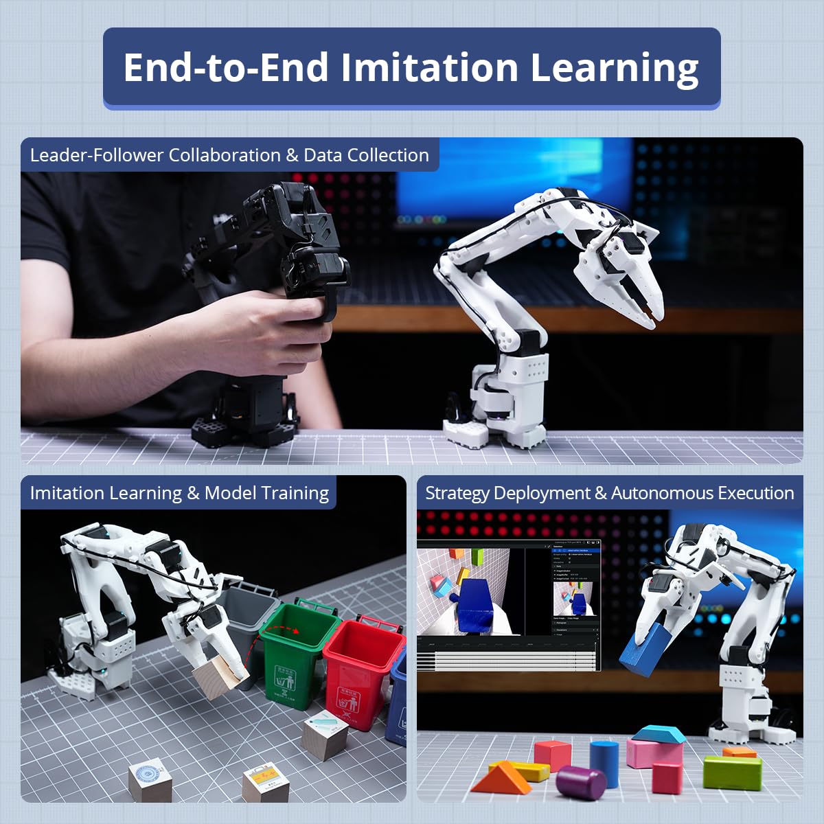 AI Robotic Arm Kit Hiwonder SO-ARM101 Compatible with LeRobot Open-Source Project Embodied Imitation Learning Robot Arm 12 High-Torque Bus Servos & Tutorials(DIY Kit, NO 3D Printed Part, Unassembled)
