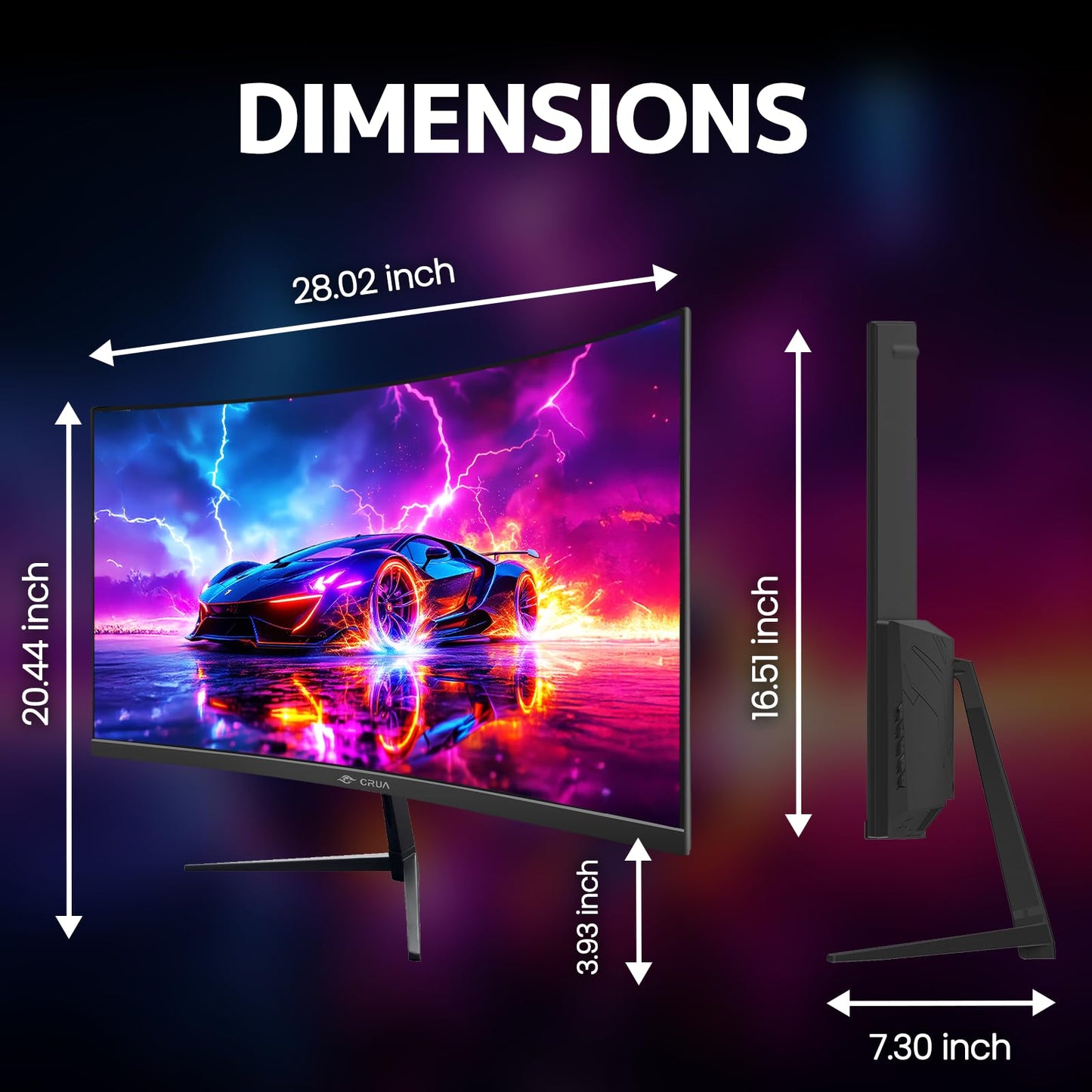 CRUA 32" Curved Gaming Monitor, 2K QHD 2560x1440, 144Hz/165Hz VA Display, 1800R Screen, 120% sRGB, AMD FreeSync, Low Blue Light, HDMI& DP, Wall Mountable PC Monitor for Gaming, Streaming & Work- Black
