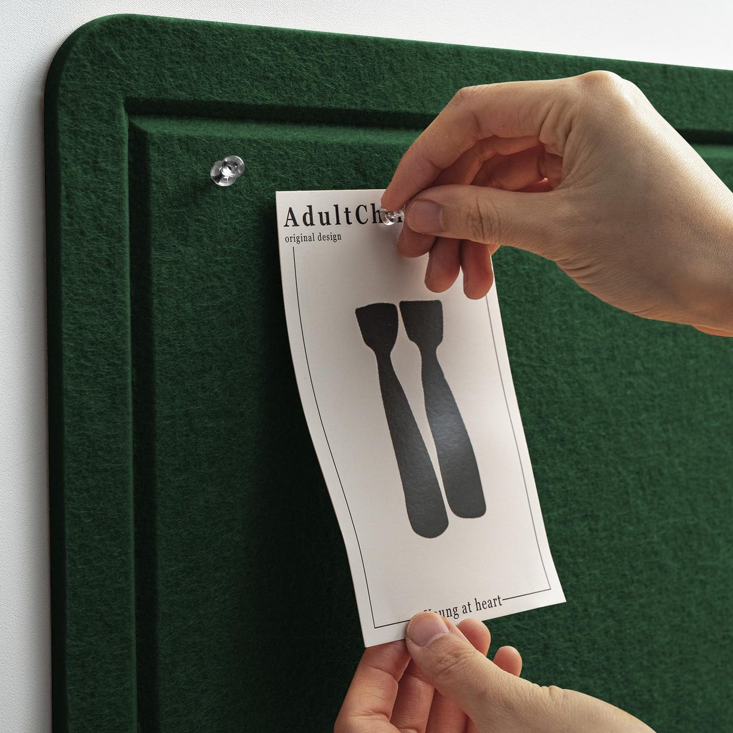 Lightomorrow Large Bulletin Board - 48 x 36 Inches, Decorative Felt Pin Board for Wall - 4' x 3' Foldable Photo Display Board with Self-Adhesive Tape, Includes 20 Push Pins - Dark Green