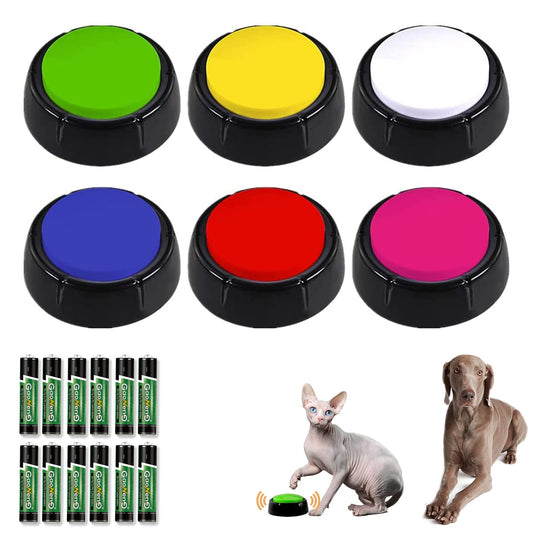 6 Colors Dog Buttons for Communication, Record & Playback Recordable Answer Buzzers, 30 Second Dog Buttons Pet Training Buzzer, Game Show Buzzers, Perfect for Family Game Study Office
