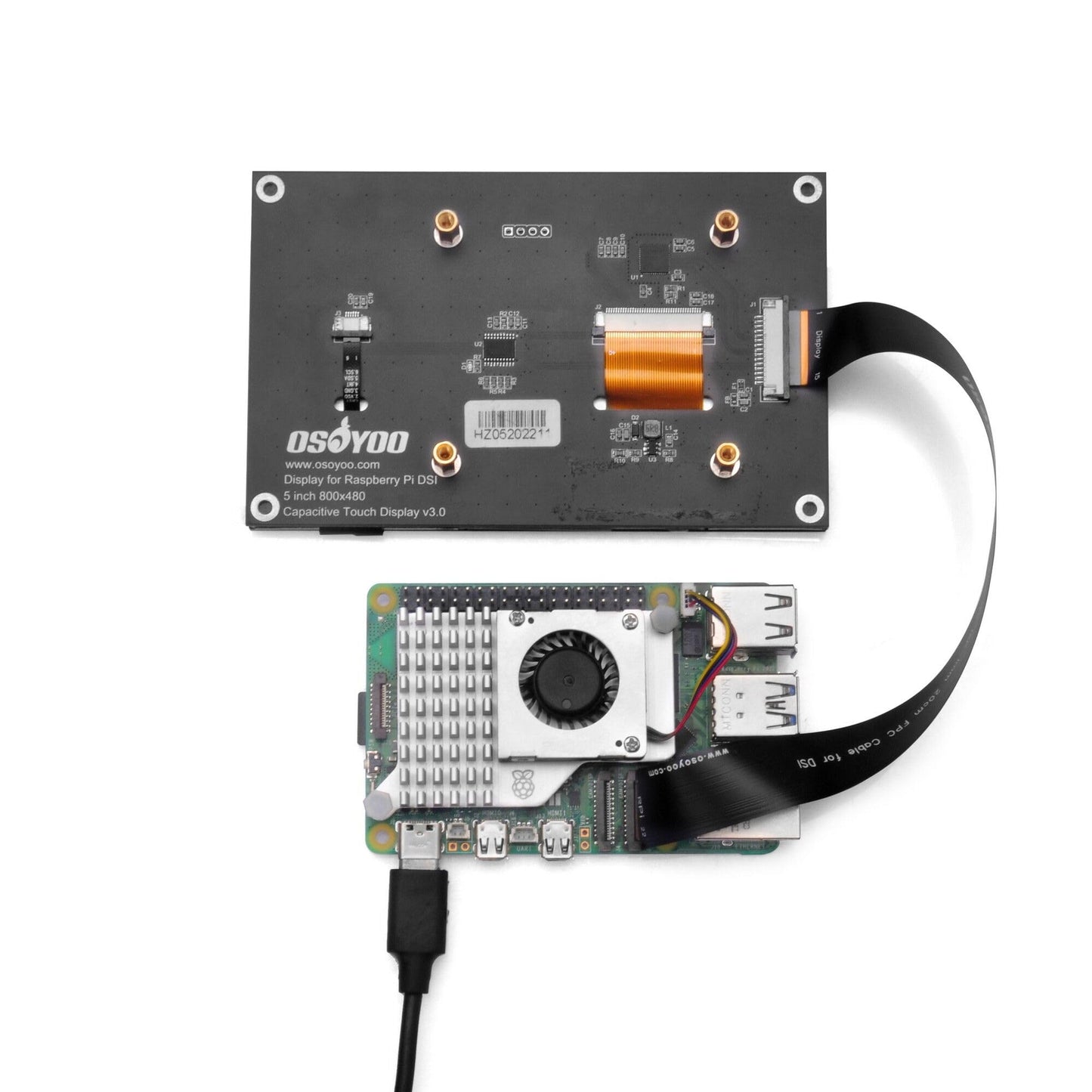 OSOYOO 5 inch Touch Screen RPi5 Monitor DSI IPS LCD 800×480 Display for Raspberry Pi 5 4B 3B+ 3A+ 3B 2B - Wide Viewing Angle, Capacitive Touchscreen, No Need Driver