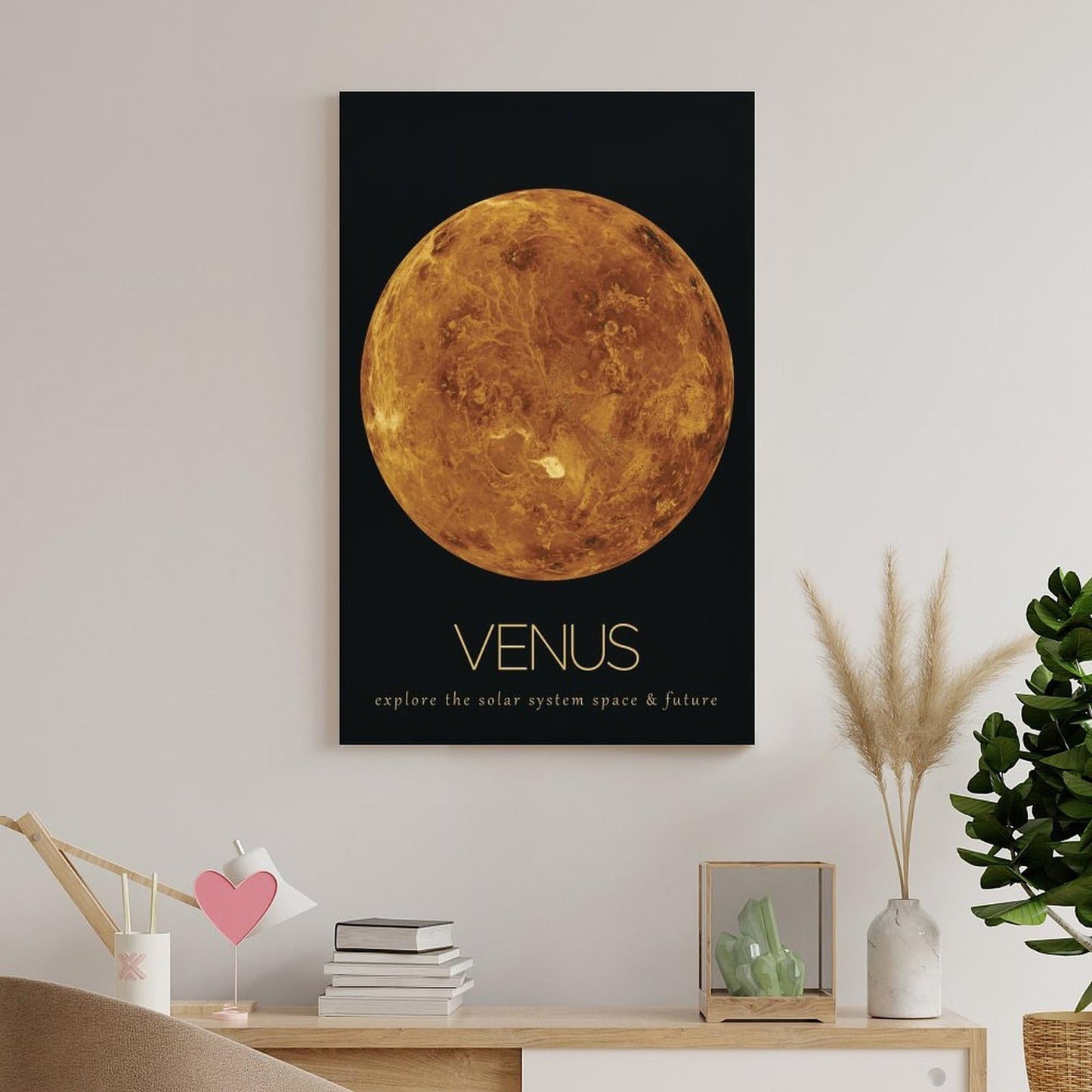 LGDSBHH Minimalist Venus Solar System Canvas Wall Art - Educational Space Planet Poster - Science Classroom & Kids Bedroom Decor - 12x18 Inch (Unframed)