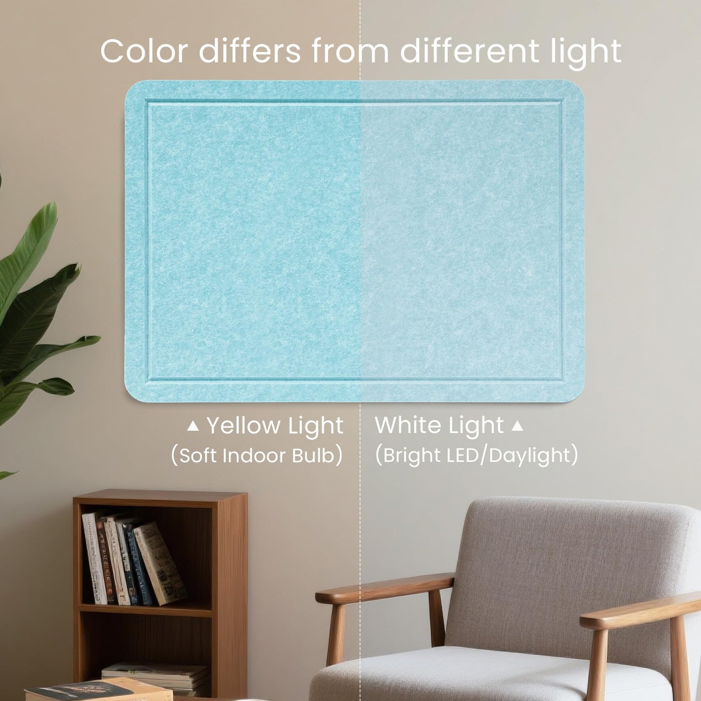 Lightomorrow Bulletin Board, 24 x 18 Inches Cork Board Alternative Decorative Felt Pin Board with Safe Removable Adhesives & 27 Push Pins for Home Office Classroom Walls-Light Blue