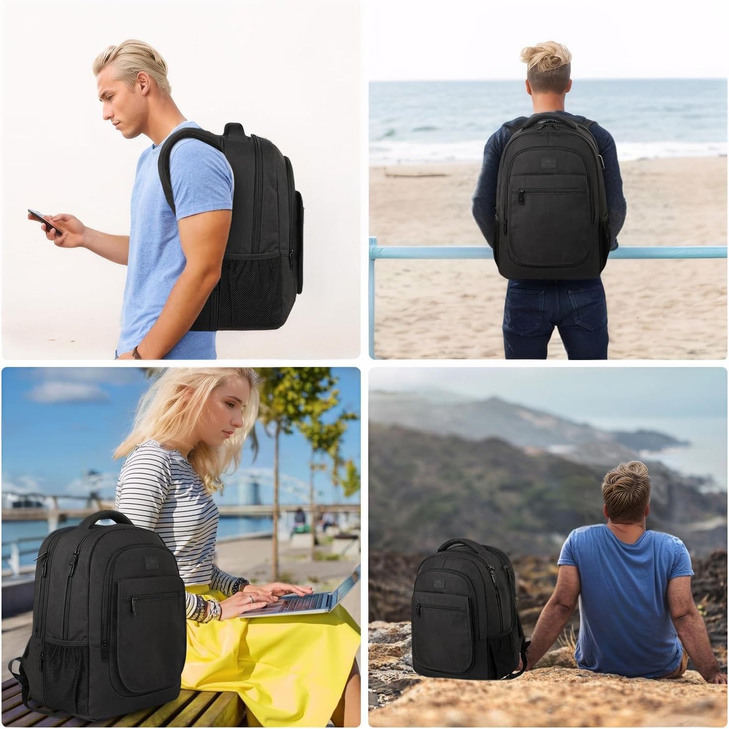 MATEIN Backpack for School, Expandable College Backpack for Boys Girl, Water Resistant Large Bookbag for Men Women, 15.6 inch Laptop Bag, Anti Theft Travel Daypack, Black