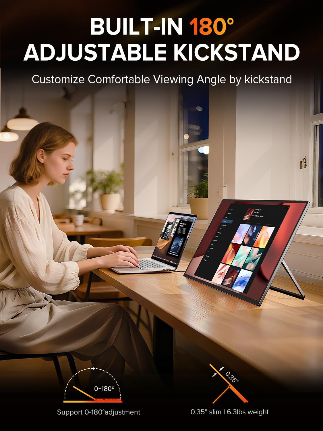 UPERFECT Portable Monitor, 24.5" 2K 165Hz 500Nits 0.1ms FreeSync HDR IPS Gaming Monitor with Stand VESA USB-C Mini HDMI, Large Second Screen for Laptop, Computer, Phone, Mini PC, Game Consoles