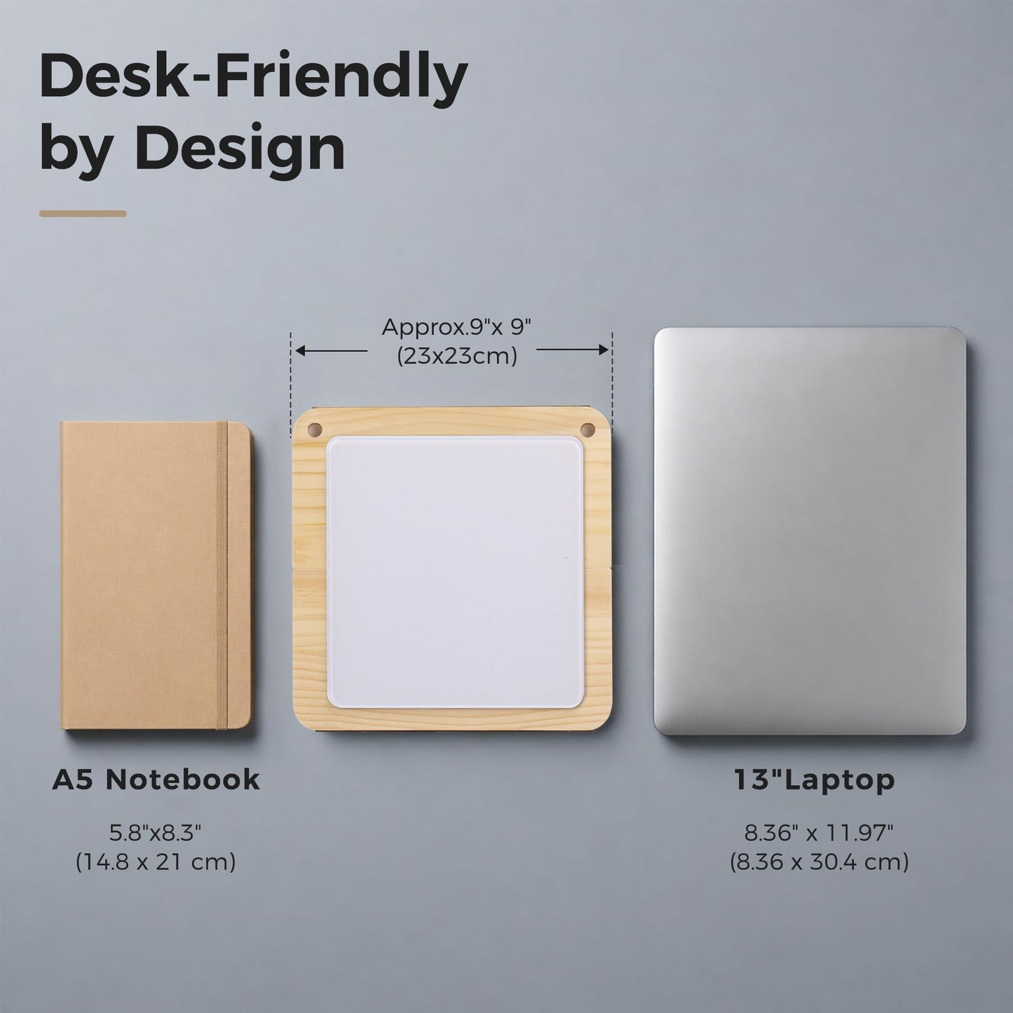TOWON Glass Desktop Whiteboard with Solid Wood Stand - Foldable Mini Dry Erase Board for Desk - 2-in-1 Tabletop & Hanging Memo Board for Office Decor, Magnetic, White and Square