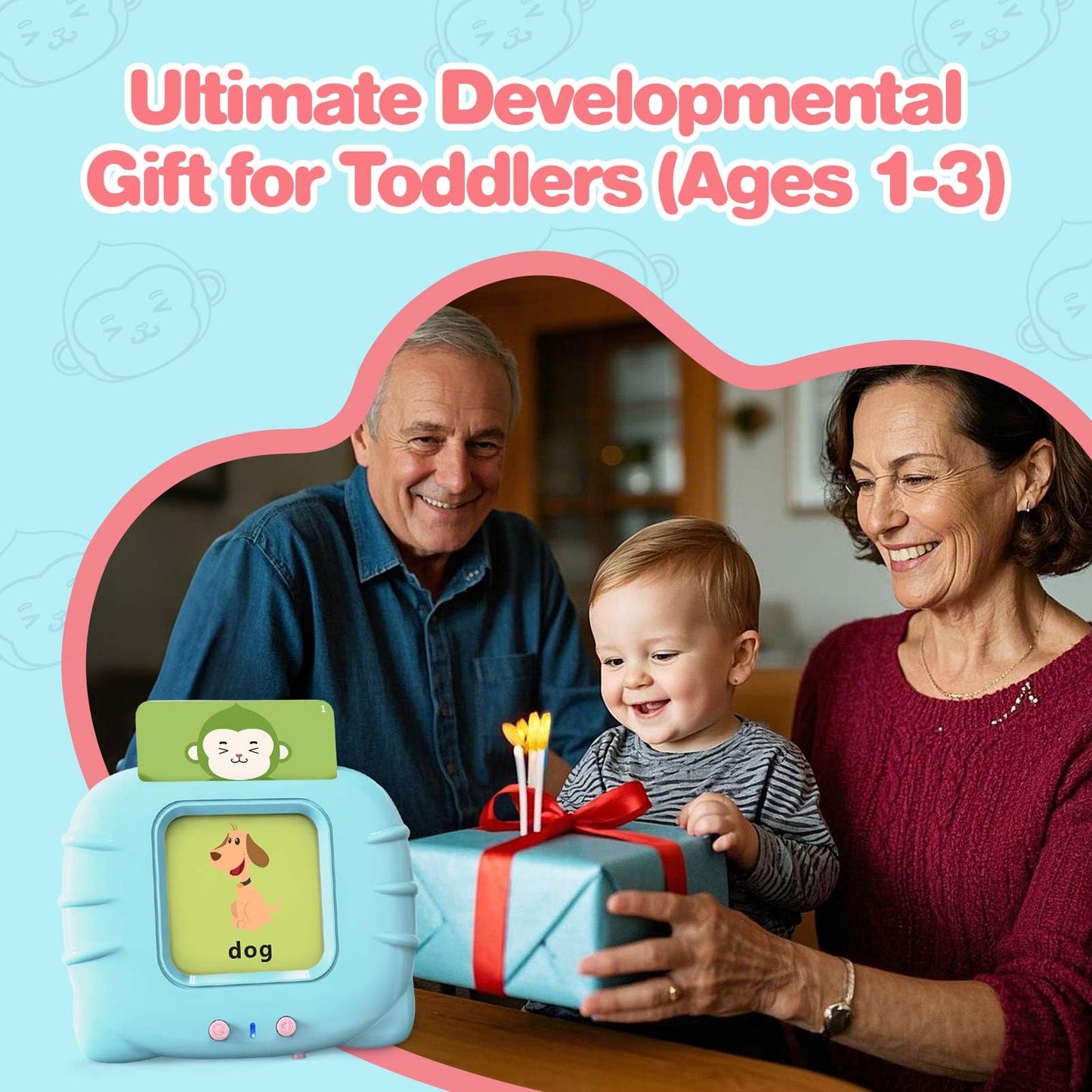 U-LEARNER Talking Flash Cards for Toddler 1 2 3 4 Year Olds, ABC Flash Cards for Toddlers 2-4, Montessor, Autism Sensory, Speech Therapy Toys, Birthday Gift for Boys and Girls, 296 Pro Words Blue