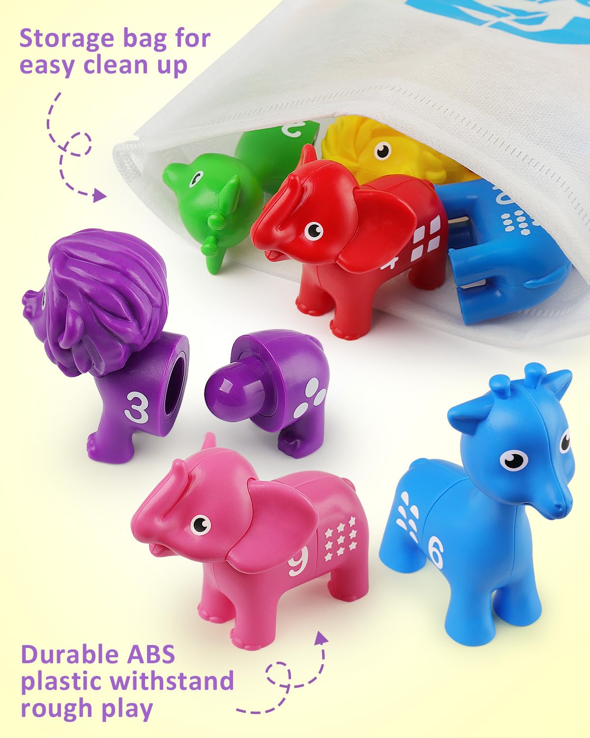 Coogam Number Matching Toy Set, 10pcs Double-Sided Animal Number Counting Game, Preschool Montessori Fine Motor Skill Mathematics Educational Toys for 3 4 5 Year