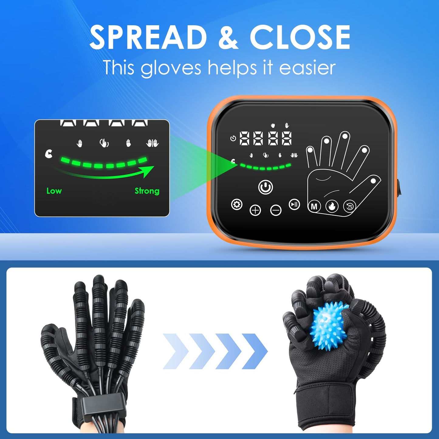 Gellumnious Rehabilitation Robot Gloves-Robotic Heating Gloves for Stroke Therapy Equipment for Adults-Robotic Hand Recovery Device-Convenient Training