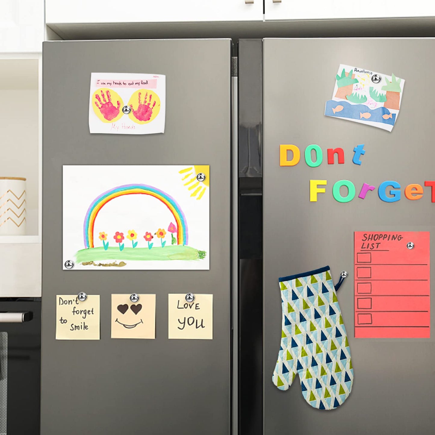 LOVIMAG Fridge Magnets 50 Pcs Refrigerator Whiteboard Small Strong Magnet Classroom Kitchen Accessories Decorative Locker Set Decor Must Haves Office Calendar Refrigerador Magnetic Cute Crafts Silver