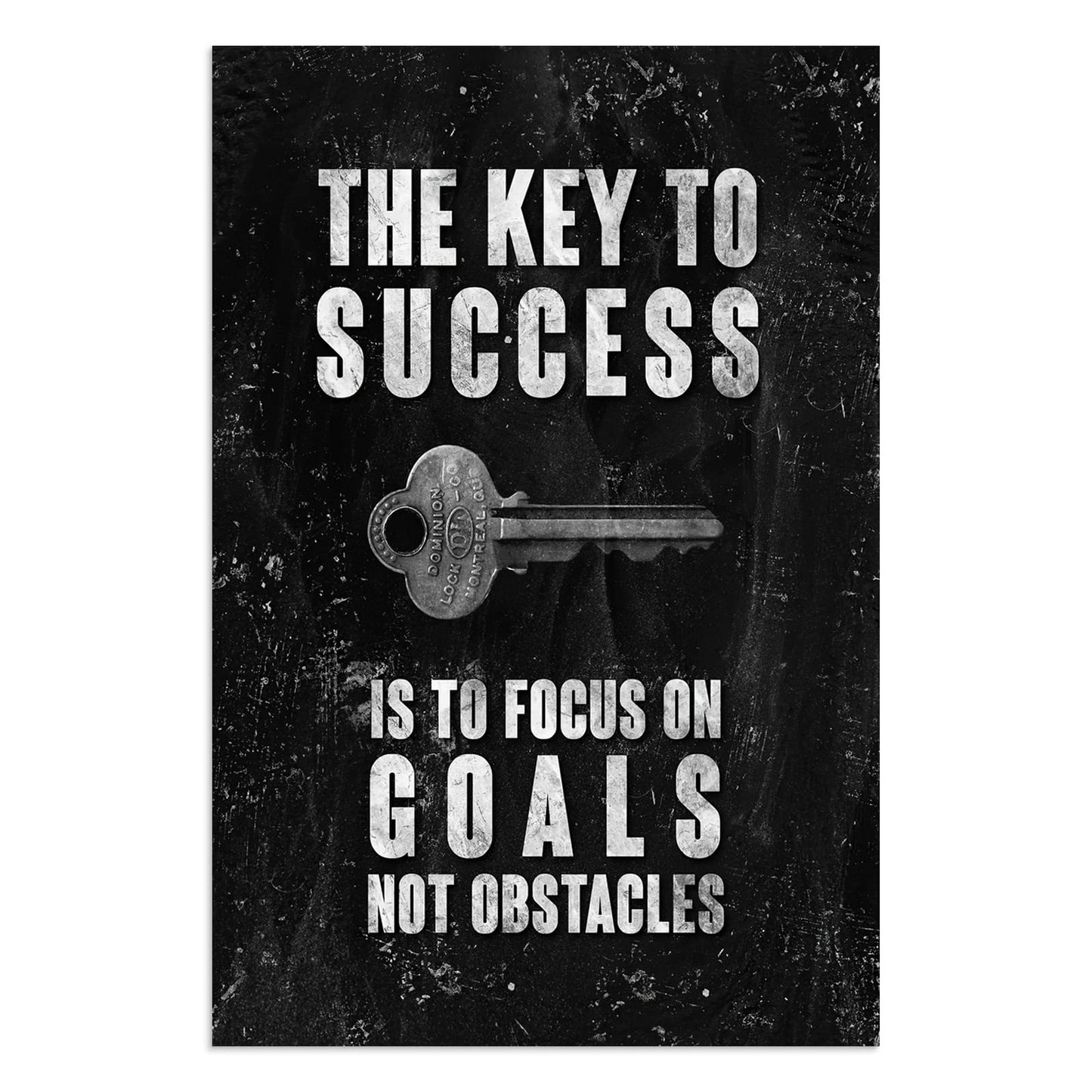 Inspirational Office Canvas Wall Art Motivational Poster Positive Quote The Key to Success Is to Focus on Goals Not Obstacles Wall Decor Pictures Print Artwork for Classroom home[12''W X 18''H]