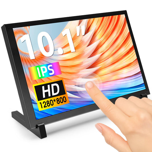 ELECROW 10.1 Inch Touchscreen Monitor, 1280x800 IPS LCD HD Display with Stand, Portable Capacitive Touch Screen for Raspberry Pi 3/3B+/4B/5, Jetson Nano, Banana Pi, PC, Windows, Beaglebone
