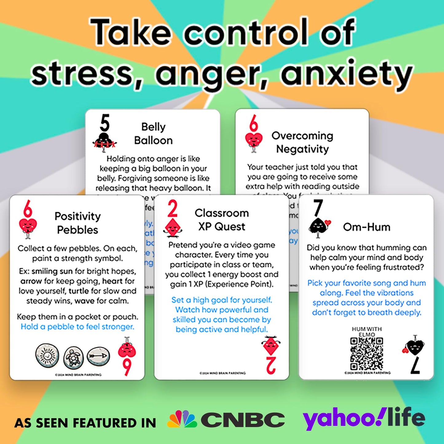 Mind Brain Emotion 52 Essential Coping Skills for Kids: Mindfulness CBT Cards for Stress, Anxiety, Anger, Executive Functioning, Coping Strategies for Anxious Generation, Family, School Therapy Game