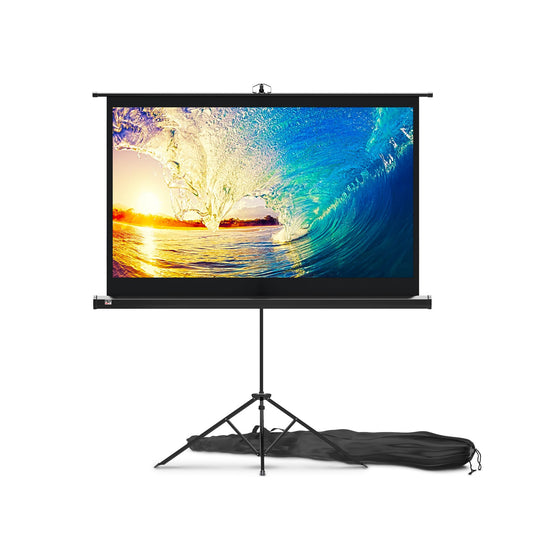 Projector Screen with Stand 60 inch - Indoor and Outdoor Projection Screen for Movie or Office Presentation - 16:9 HD Premium Wrinkle-Free Tripod Screen for Projector with Carry Bag and Tight Straps