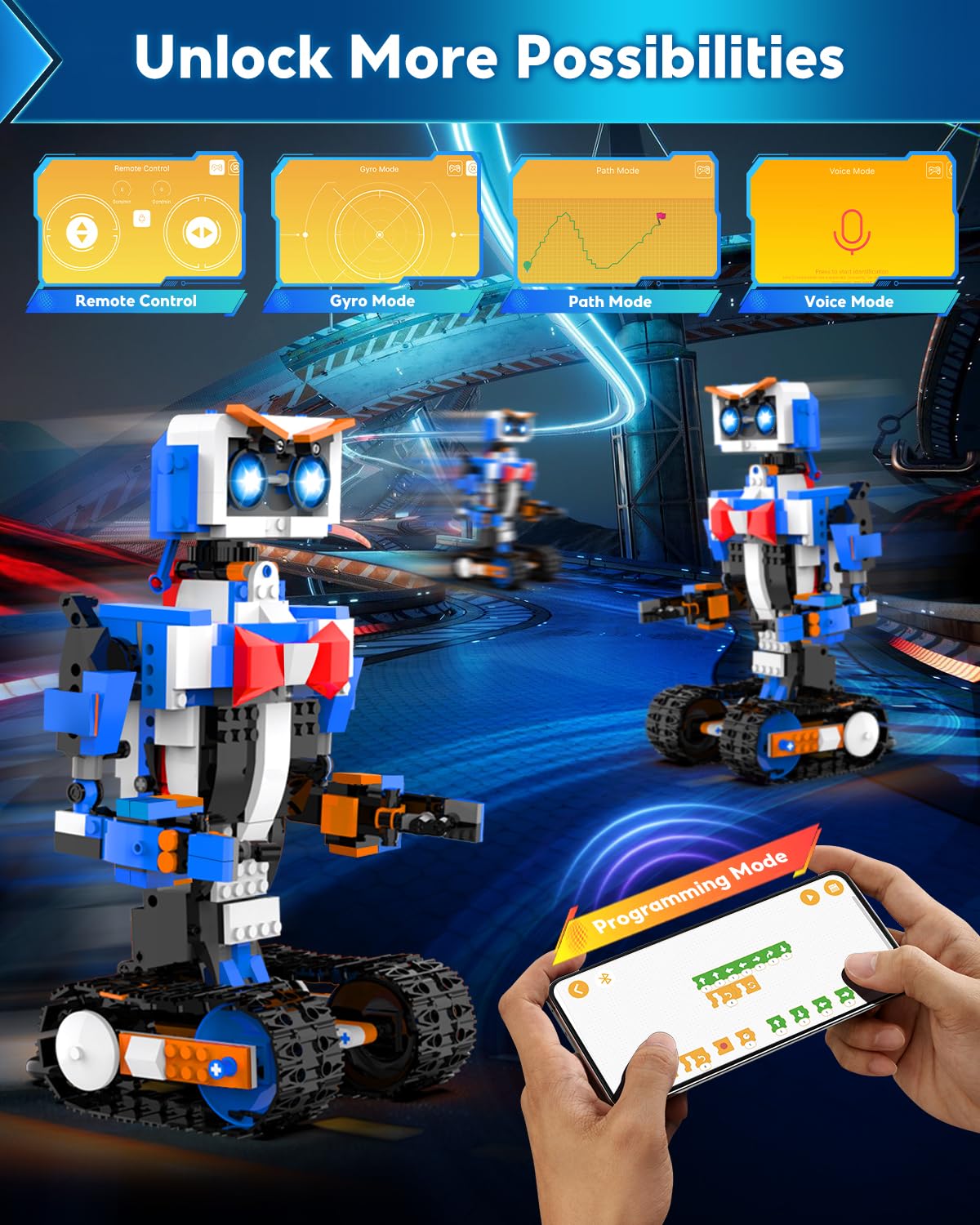 HBUDS Robot Building Kits for Kids, Stem Toys for Boys Age 8-12, APP & Remote Control Educational Coding Building Sets, Programmable Robot for Kids, Rechargeable Robotic Kit Gifts for Girls Boys