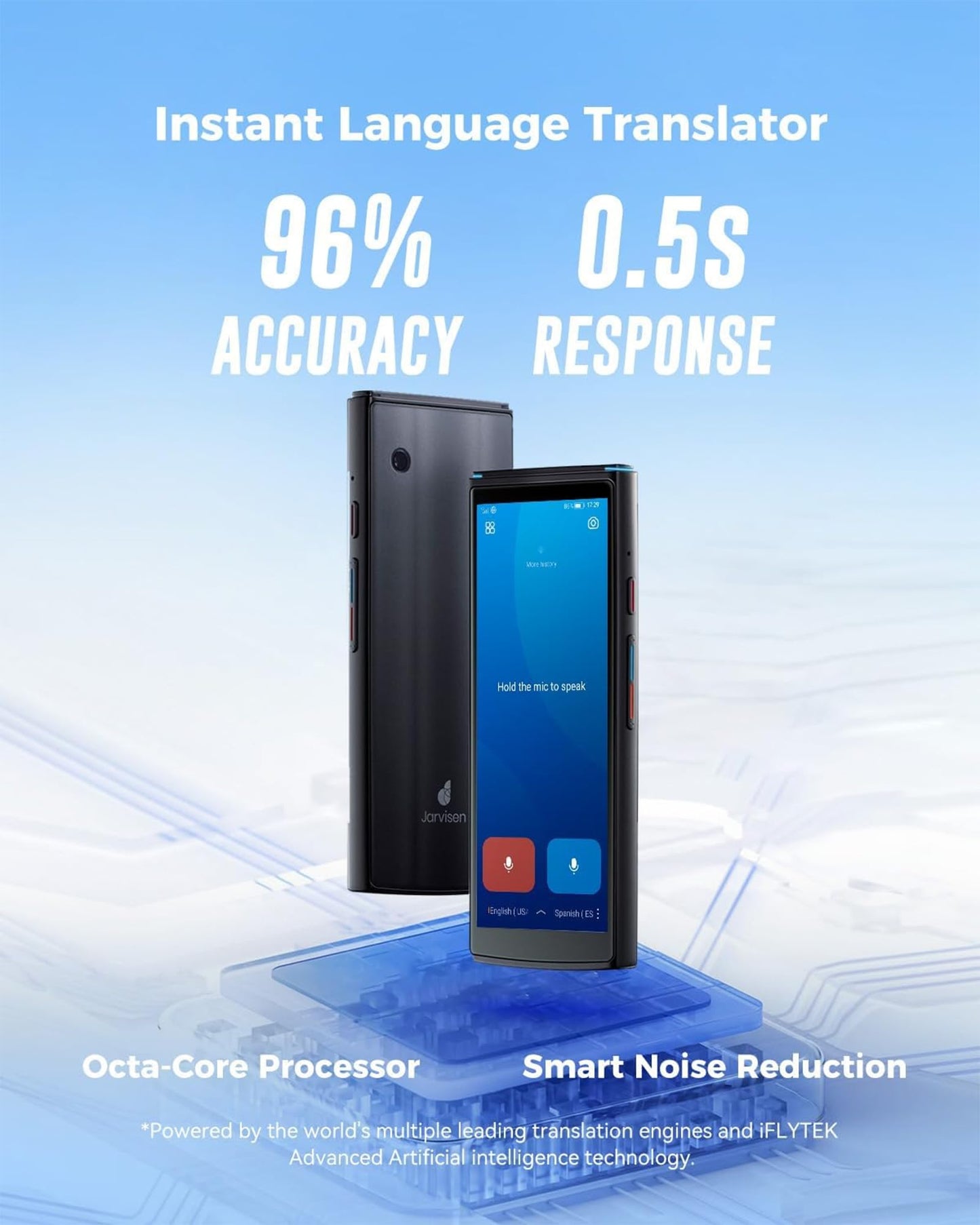 Jarvisen Language Translator Device, Two-Way Instant Voice Translator for 108 Languages, Real-Time Translation Device with Online Offline Translation, Portable Traductor for Travel, Business