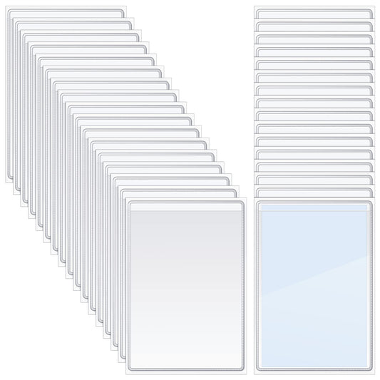 Geyee 60 Pcs 5 x 8 Inch Self Adhesive Shop Ticket Holders Clear Plastic Sleeves Adhesive Labeling Pockets Job Ticket Holders Work Order Peel Stick Display Pockets for Office Planners Document Card