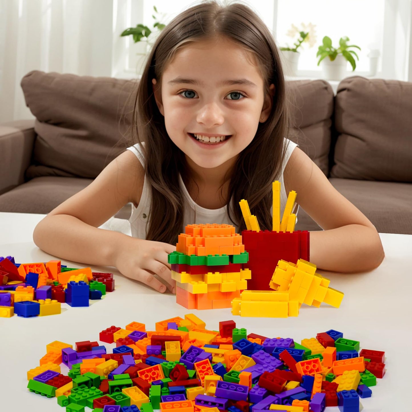 Bestoyz Building Bricks 1000 Pieces in Rainbow Colors, Classic Generic Building Blocks Toy for Boys & Girls, Educational Building Toys for Classroom, School, Toys for Kids Aged 4+