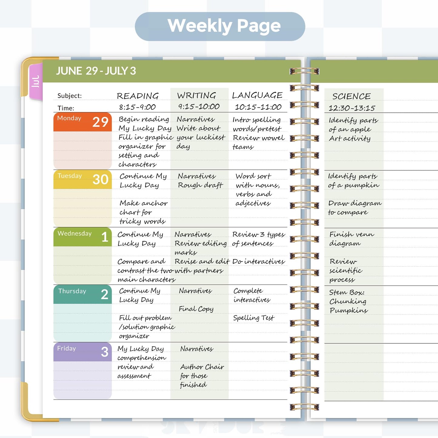 SKYDUE Teacher Planner 2026-2027 Academic Year, 8.5" x 11" Deluxe Teacher Lesson Planner with Monthly Tabs & Stickers, Lesson Plan Book 26-27, Grid