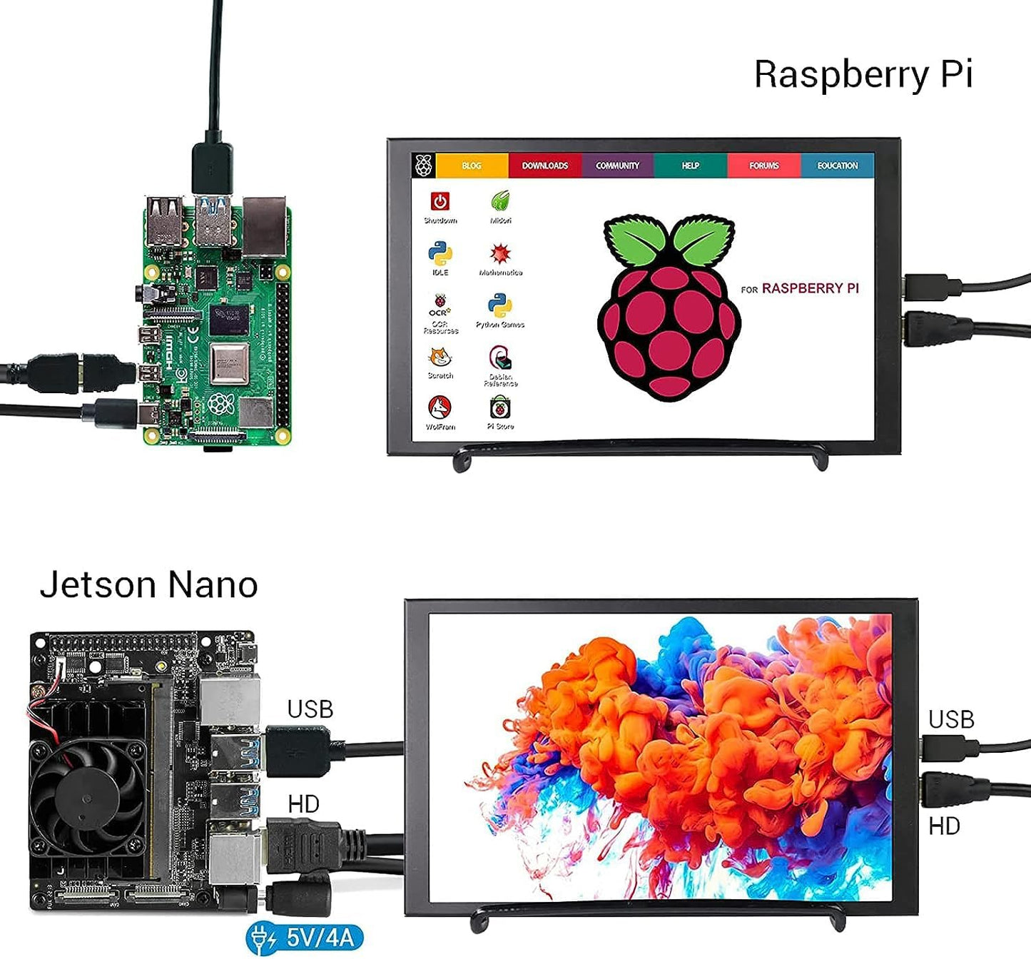ELECROW 8 Inch Touchscreen Monitor, 1280x800 IPS LCD HD Display with Stand, Portable Capacitive Touch Screen Compatible for Raspberry Pi 3/4/5, Win 11/10/8/7, Jetson Nano, laptops, Game Consoles