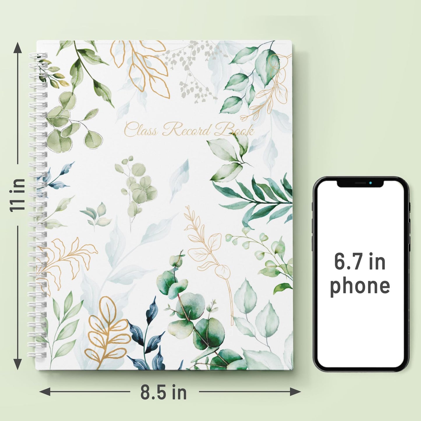 SUNEE Teacher Class Record Book for 9-10 weeks, 36 Names, 8.5x11 Inch, 104 Pages (52 Sheets), 100gsm Thick Paper, Larger Grade Recording up to 36 Students with Water-Resistant Plastic Cover,Full Leaf