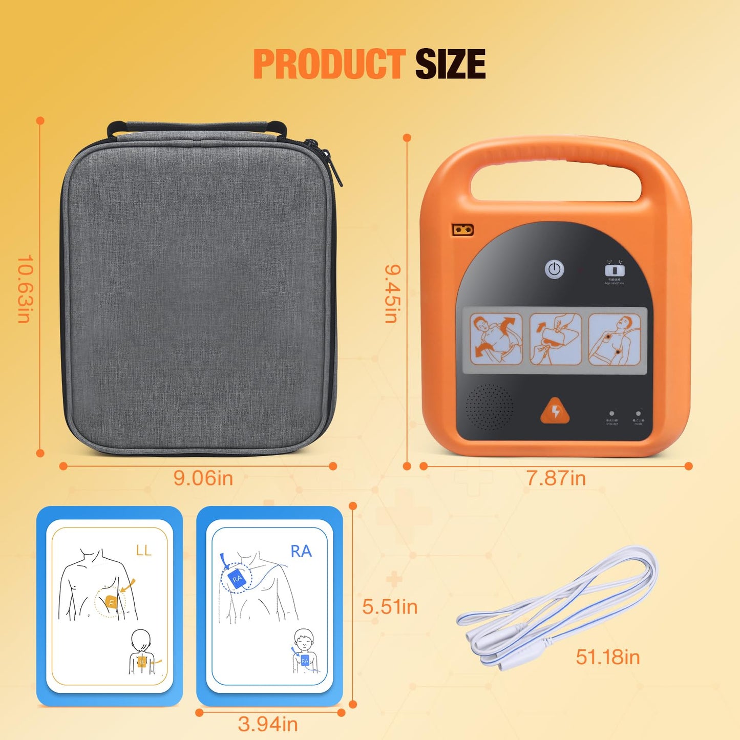 Portable Trainer Device for Emergency Response Courses, with Voice Guidance, 4 Training Modes, Reusable Training Pads, Carrying Case Included