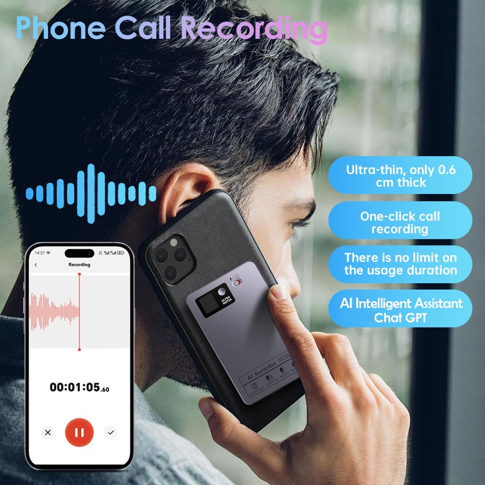 Pocket Digital AI Voice Recorder - AI Note Taking Device, Note Taker Smart Recorder for Lectures, Noise Reduction, Supports 152 Languages, APP Control, 64GB Small Audio Recorders with Transcription