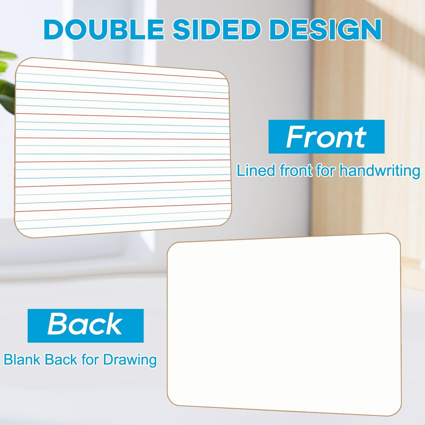 COYMOS 6 Pack Small White Board with Lines 9 x 12 Inch Double Sided Mini Dry Erase Board Classroom Pack Portable Dry Erase Lapboard for Kids Teacher Supplies with 6 Erasers and 6 Markers