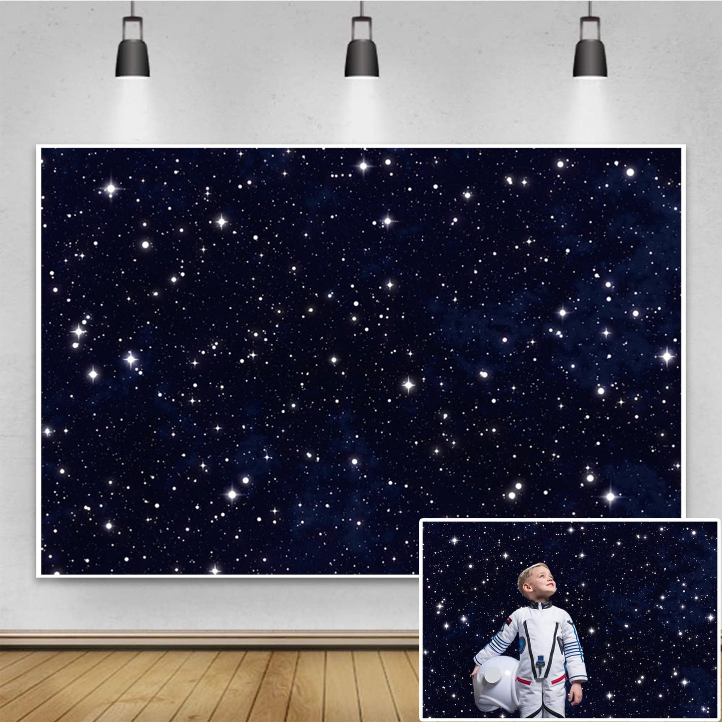 Renaiss 6x4ft Starry Night Sky Photo Backdrop Galaxy Universephotography Background Twinkle Stars Classroom Outer Space Theme Party Decor Kids Birthday Banner Astronauts Artistic Photo Booth Props