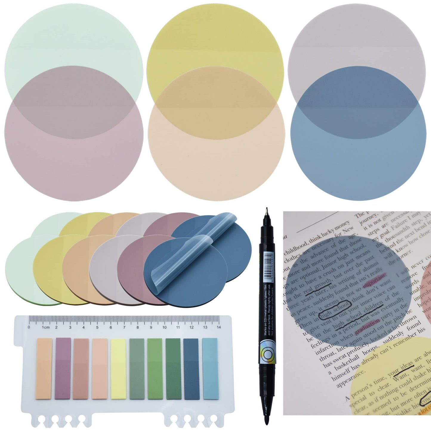 YOUDEFUL 800Pcs Transparent Sticky Notes, 2.76"x2.76" Clear Round Sticky Notes, Waterproof Translucent Sticky Note Pads for Books Annotation, Clear Post it Notes for Bible Study, School, Office