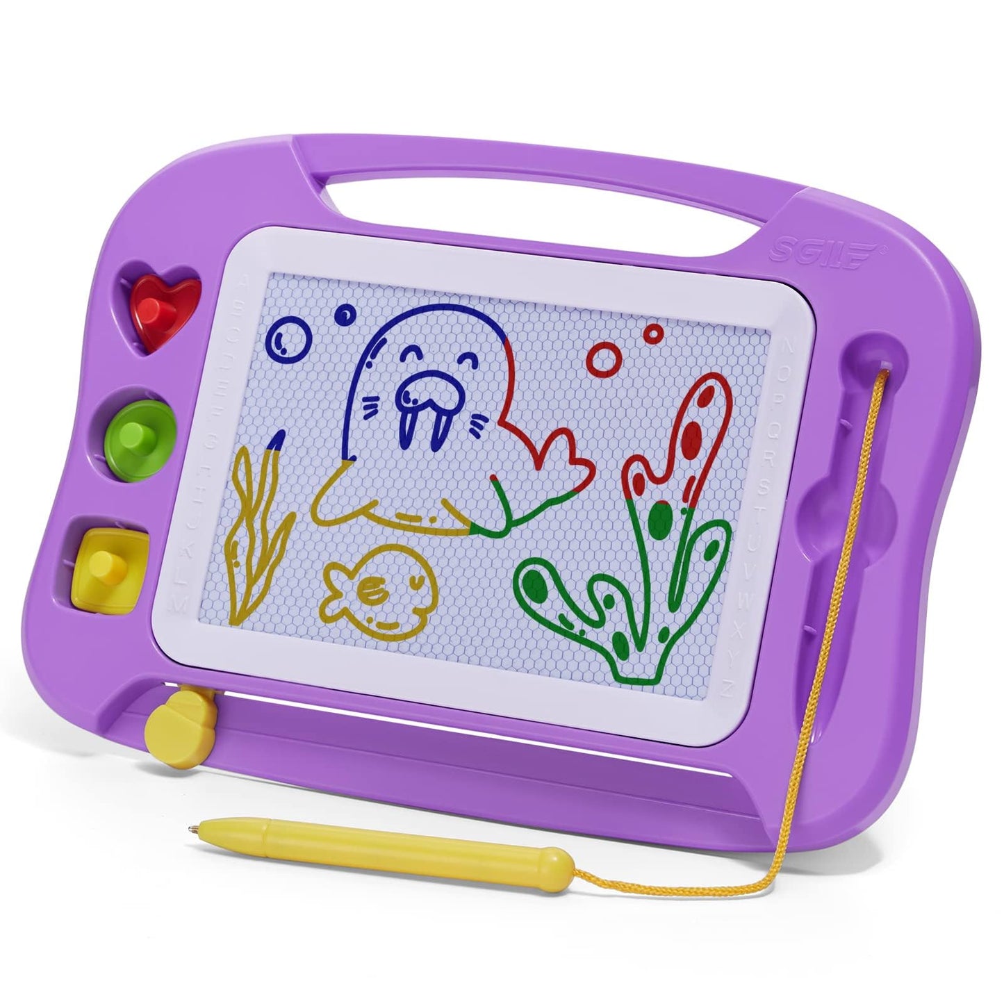 SGILE Toddler Toys for Kids, Magnetic Drawing Board for Birthday Gift, Toys for 1 2 3 Year Old Girls Boys, Etch & Sketch Pad with 3 Stamps, Learning and Educational, Purple