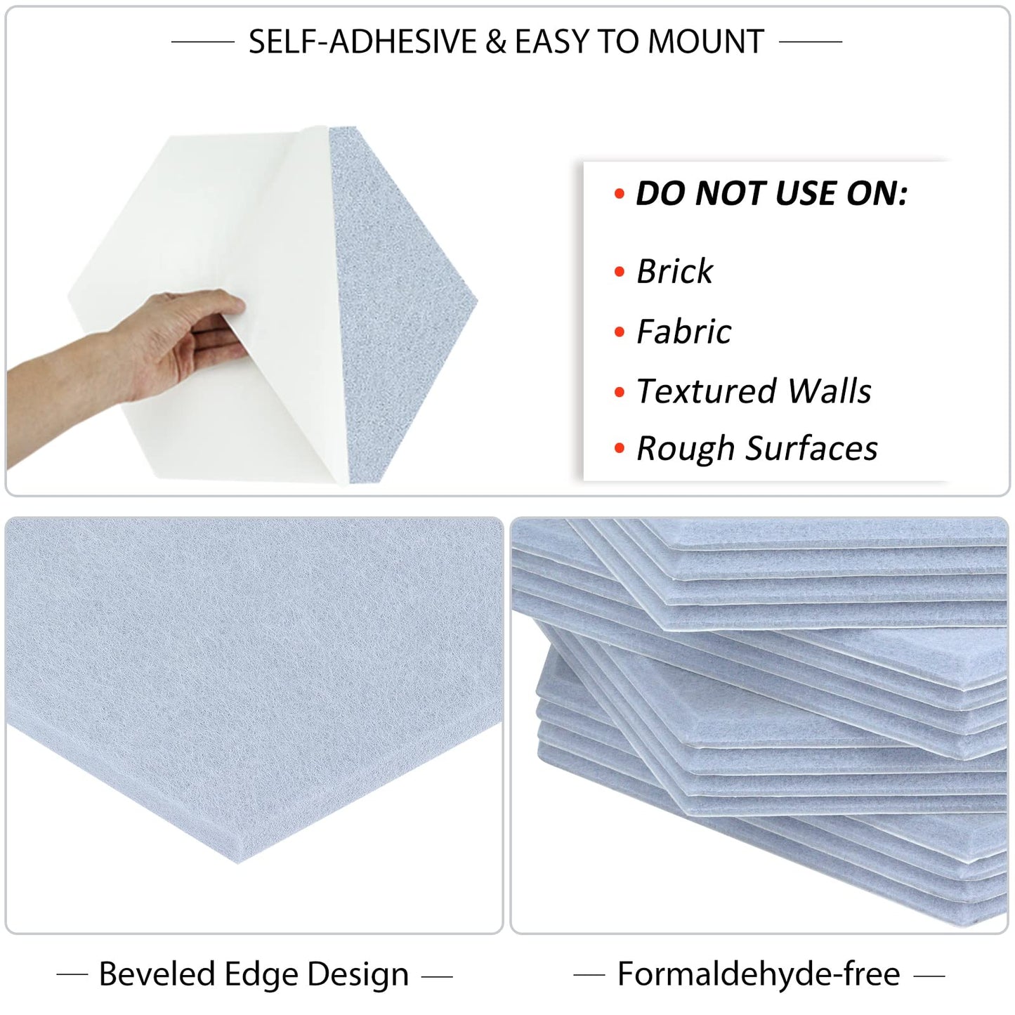 BXI Large Hexagon Felt Bulletin Board - 14.2 X 12.3 X 0.4 Inches 6 Pcs Self-Adhesive Poster Cork Board with 30 Push Pins, Pin Tiles Display Vision Board, Photo Picture Panels for Home Office Classroom