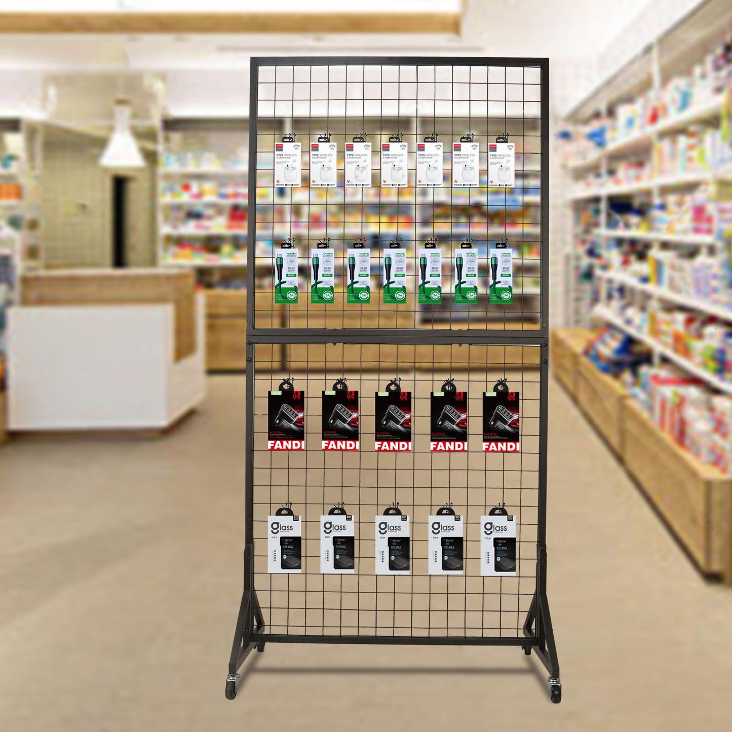 Eastern Tree 2 Packs 3'X 6' Two Gridwall Panels Display Stand with Sturdy T-Base, Black Wire Grid Wall Panels for Craft Show Display Rack, Art Display Stand, Extra more 20 Hooks