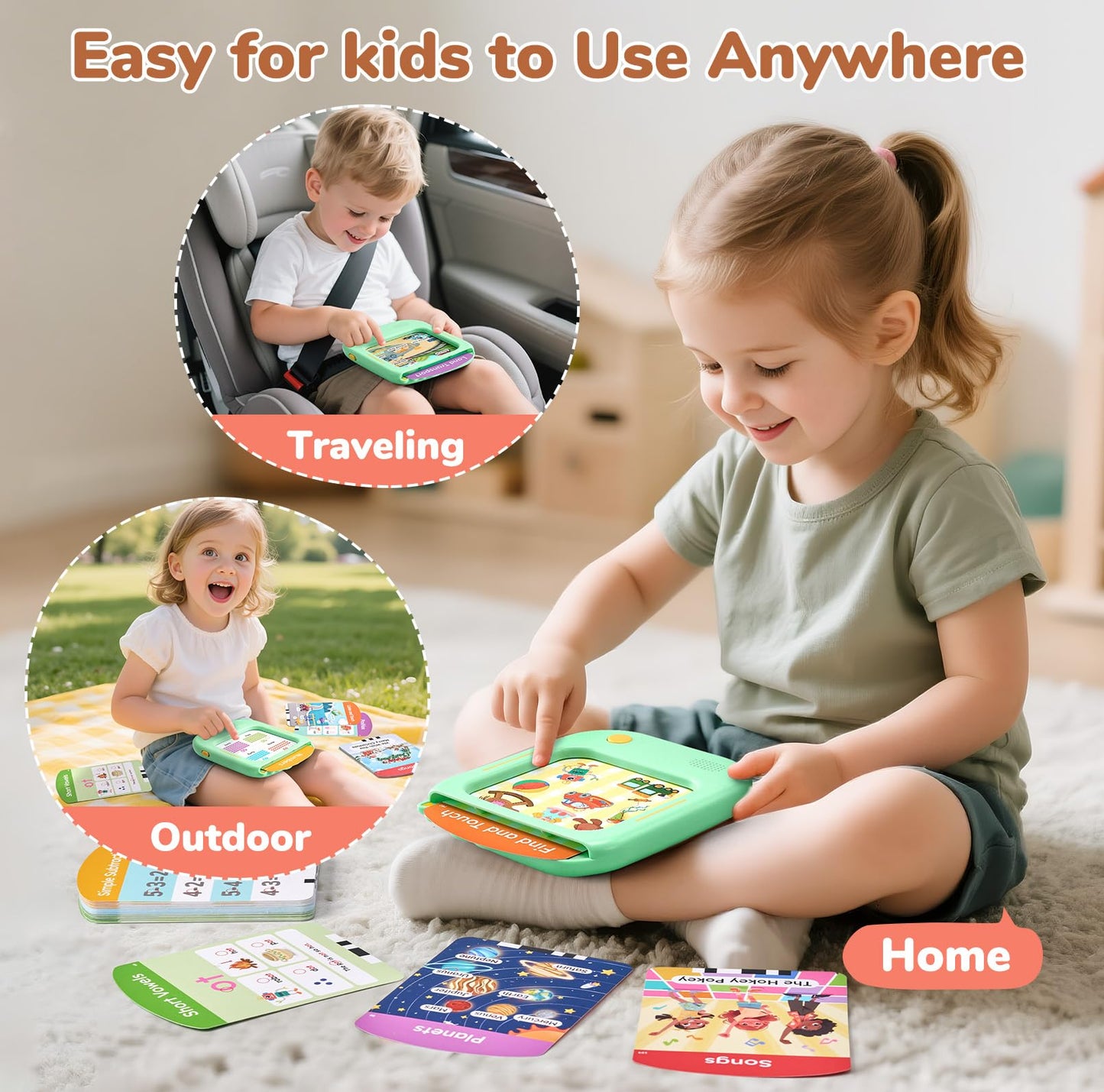 JoyCat Kids Learning Tablet, Learn to Read with 156 Pages, 600+ Words, 40+ Themes, 100+ Interactive Games, Phonics Talking Flash Cards, Screen-Free Toddler Learning Toys Gifts for 2-6 Year Old