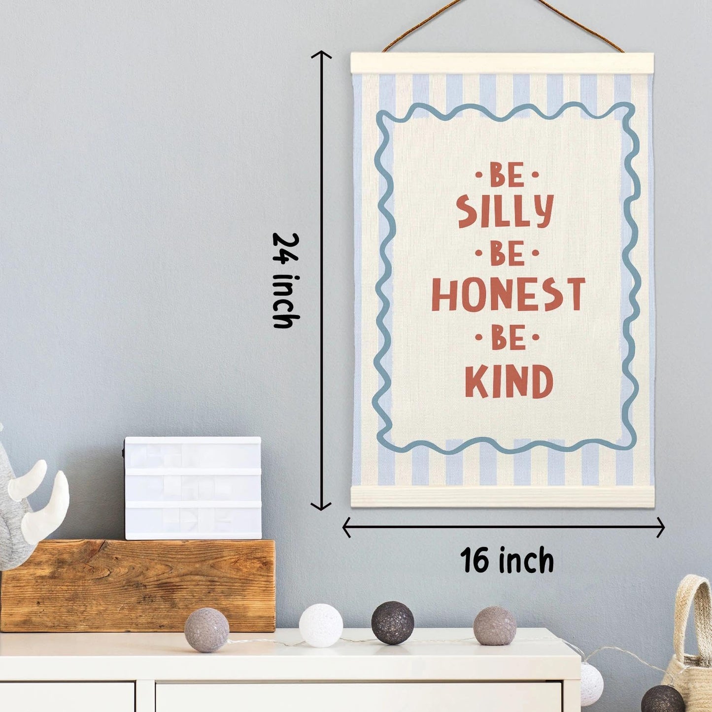 LKETW Inspirational Kids Room Poster Hanger Frame 12x16 Inch, Be Silly Honest Kind Positive Wall Art Posters for Classroom, Motivational Hanging Banner Decor for Kids Nursery Room Bedroom Playroom