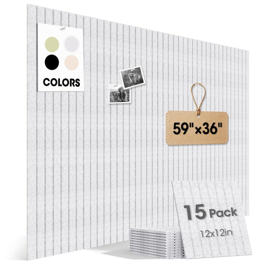 MQAAUP Large Cork Board for Walls 59" x 36",15 Pack 12"X12"Felt Bulletin Board Tiles with 120 Adhesive Tabs,Cork Board Alternative for Office Decor, Push Pin Board Wall Organizer-Light Gray