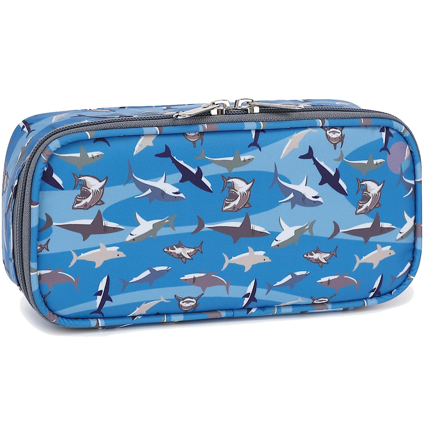 FlowFly Large Capacity Pencil Case for Kids, Boys & Girls – Zippered Multi-Functional Pen Pouch, Soft & Portable Pencil Bag for School, Teens, Students, Shark