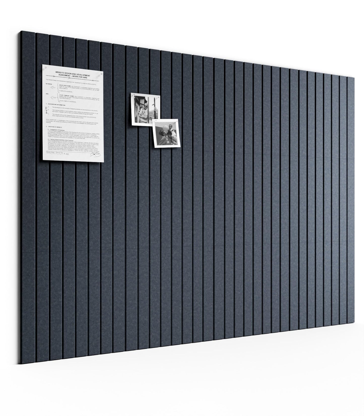 Bumusty Large Cork Board Alternative-48 x 36" Felt Bulletin Board Tiles, with 30 Pushpins, 70 Adhesive Tabs, Fine-Stripe 12-Pack, Cork Boards for Office Push Pin Board-Deep Charcoal Blue