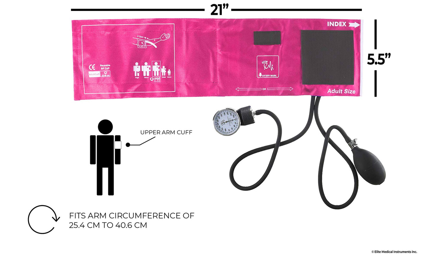 EMI Professional Deluxe Aneroid Sphygmomanometer and Sprague Rappaport Stethoscope Set Kit #330 (Pink)