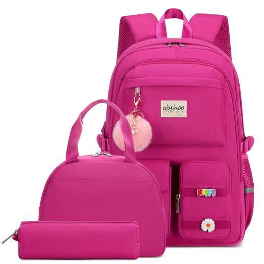 abshoo School Backpack for Girls Bookbag with Lunch Bag Teen Girls School Bag Travel Daypack (Hot Pink)