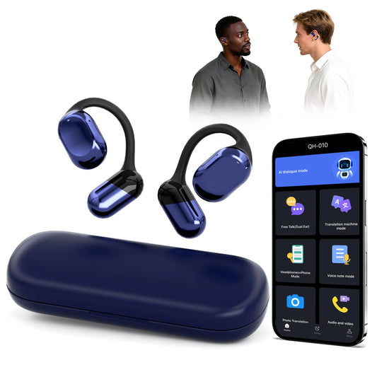 AI Translator Earbuds Wireless Bluetooth - 164 Languages Translation with No Subscription Required, Audio and Video Calls Real Time Interpreter Translating Headphones for Business, Travel, Learning
