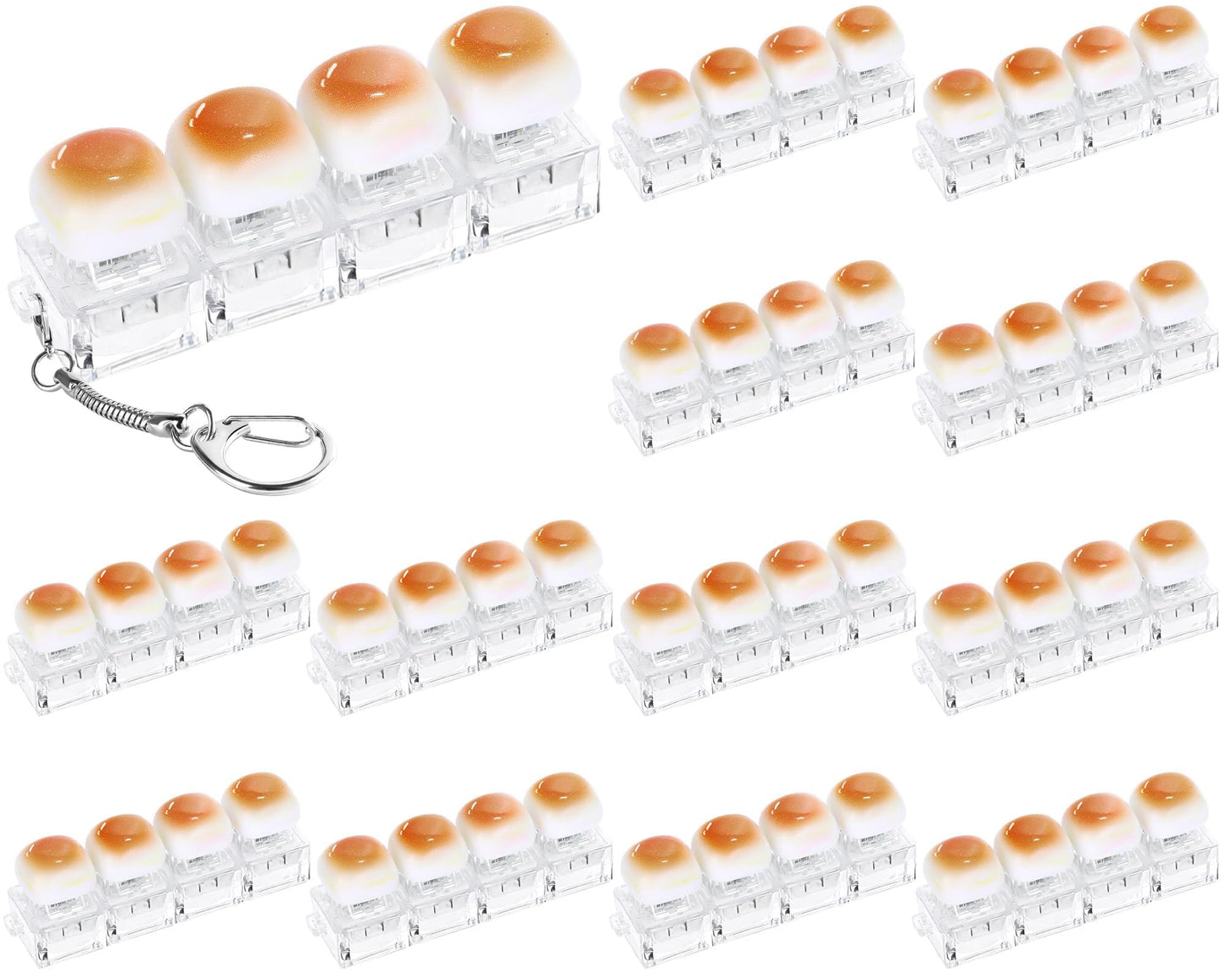 12 Pcs Keyboard Fidget Stress Relief Fidget Clicker Keyboards Set Caramel Bread Keyboard Decompression Button Stress Relief Gifts for Adults to Relieve Stresses Pass Time Party Favors