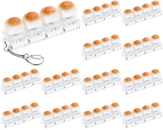 12 Pcs Keyboard Fidget Stress Relief Fidget Clicker Keyboards Set Caramel Bread Keyboard Decompression Button Stress Relief Gifts for Adults to Relieve Stresses Pass Time Party Favors