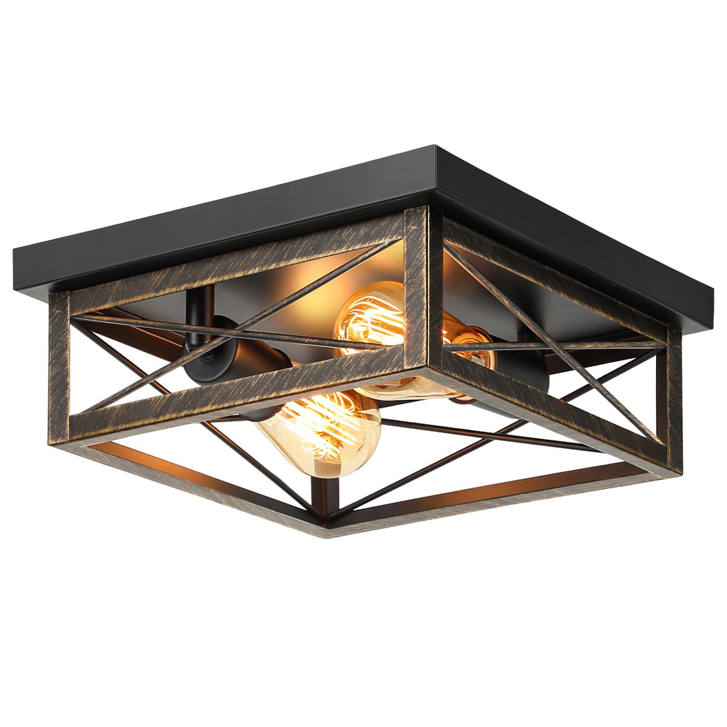 Kondras 2-Light Flush Mount Ceiling Lamp, Oil-Rubbed Bronze, Metal, 1-Pack, Model X11016P-B