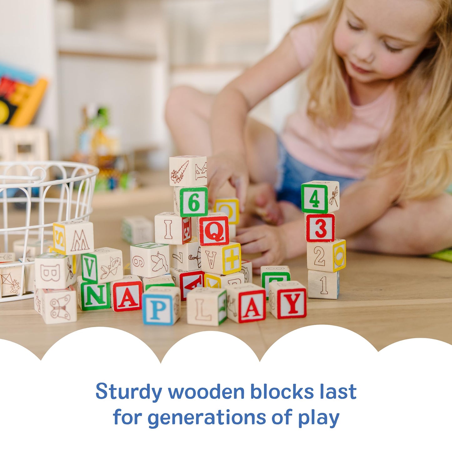 Melissa & Doug Deluxe Wooden ABC/123, 50-Piece Set of Classic Letter & Number Wooden Blocks (1” x 1”) with Storage Pouch, Sorting & Stacking Toys for Kids Ages 2+ (Pack of 12)