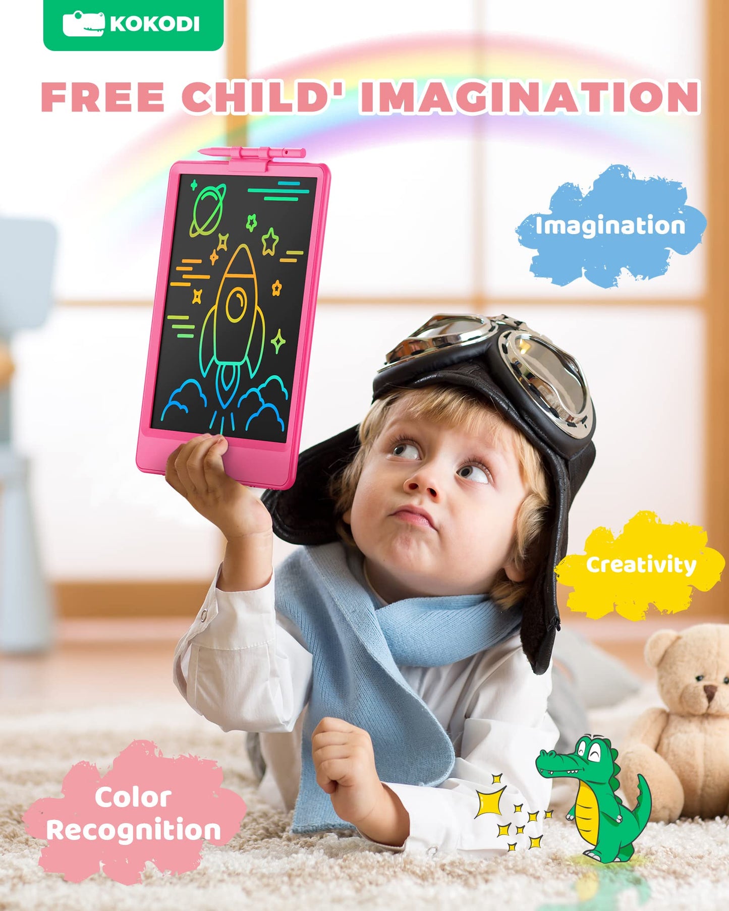 KOKODI LCD Writing Tablet, 8.5 Inch Toddler Doodle Board Drawing Tablet, Erasable Reusable Electronic Drawing Pads, Educational and Learning Toy for 3-6 Years Old Boy and Girls