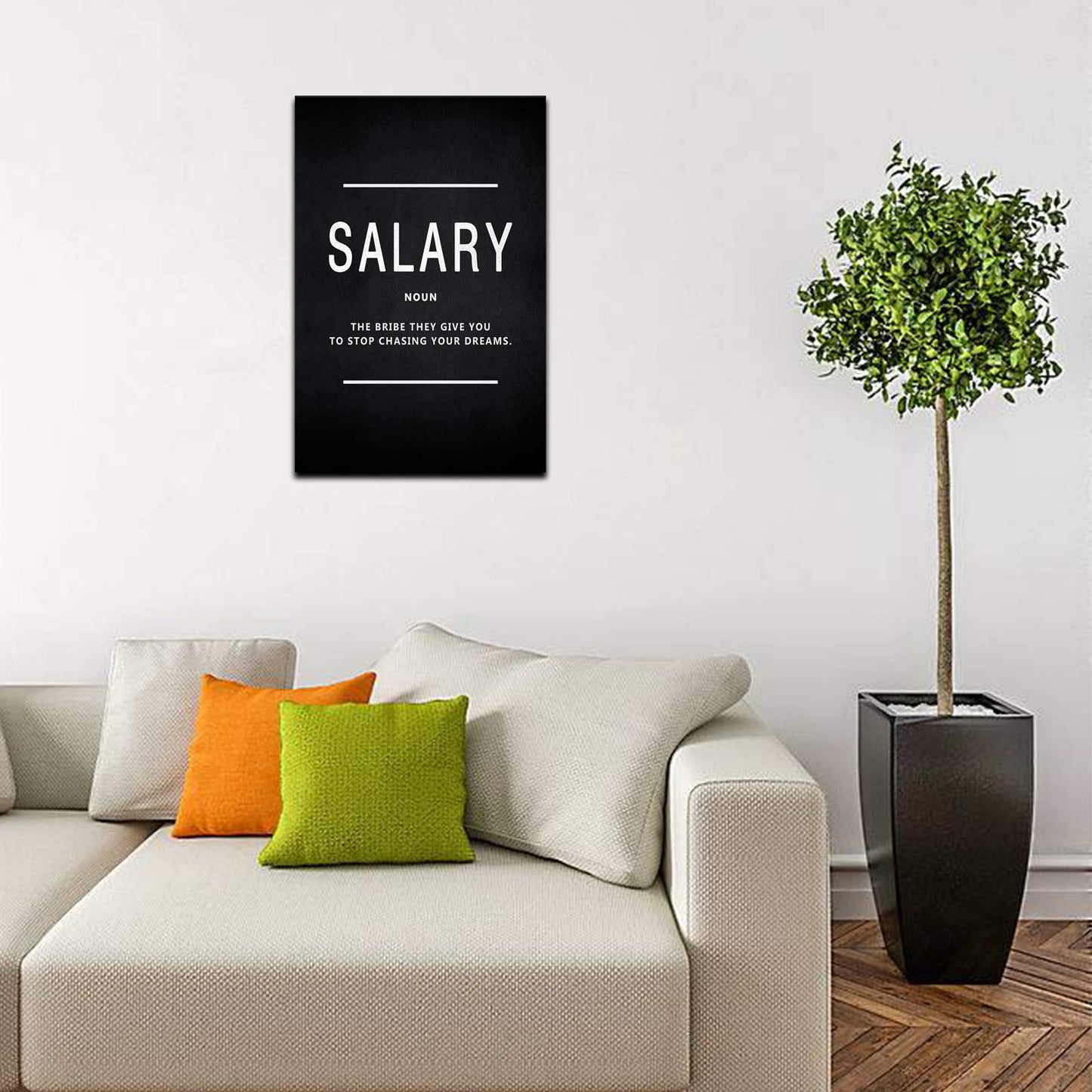 BWSPACE Motivational Canvas Wall Art Painting Decorations Poster for Office Living Room Bedroom Artwork Ready to Hang (Salary,12x18 inch)