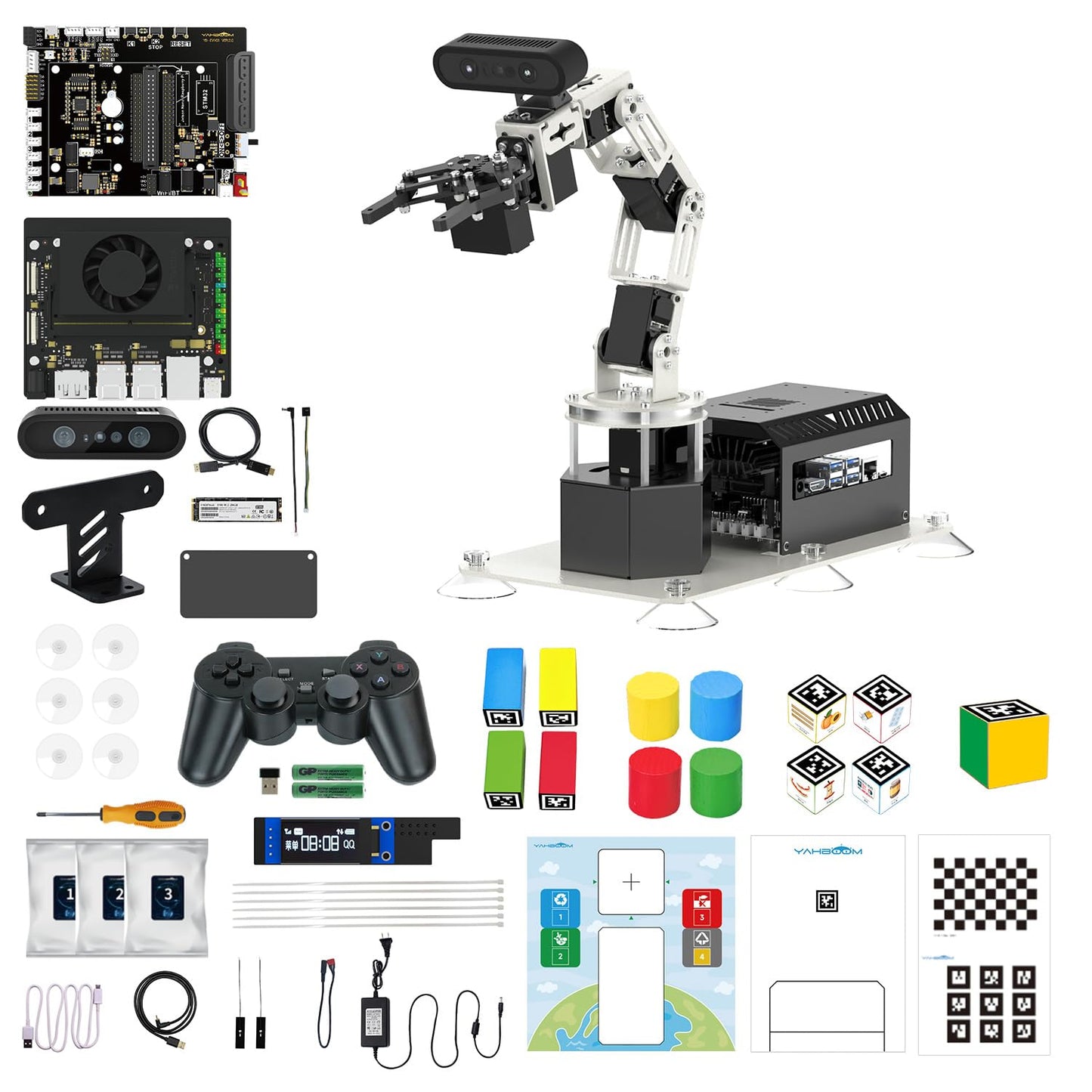 Yahboom ROS2 Robot Car Ackerman Steering Chassis,AI Visual Recognition Embodied Intelligence AI for Jetson Nano B01 4GB,AI Voice Interaction(Superior Ver with Nano-4GB)