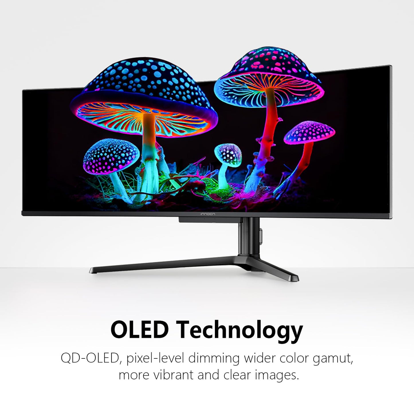 INNOCN 49" 49Q1S OLED Curved Gaming Monitor 5120 x 1440p 240Hz, 0.03ms, USB Type C 90W, HDMI 2.1, DisplayPort, USB Hub, Surrounding Speakers, Adaptive-Sync, Height Adjustable Stand, Black