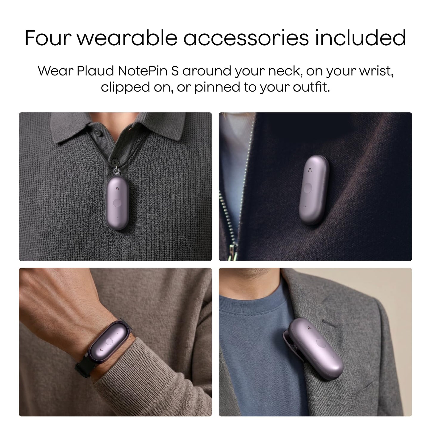 Plaud NotePin S AI Voice Recorder, Wearable AI Notetaker, AI Transcribe & Summarize, Support 112 Languages, 64GB Audio Recorder for Meetings Interviews, Professionals, Teams, with 4 Accessories
